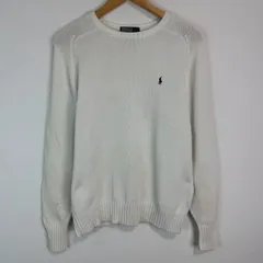80s 90s Polo by Ralph Lauren ポロラルフローレン ニット セーター ワンポイントロゴ ロゴ刺繍 シンプル 無地 ホワイト 白 レディース 170サイズ 古着 ストリート