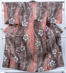 【京松】【着物】浴衣 昭和レトロ 有松鳴海絞り 花文 残布付き 身丈約157.5cm 裄丈約65cm kyo7z06-630