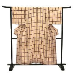 小紋/美品/格子/ピンク×紫/仕立上がり/適応身長151～158㎝/11131