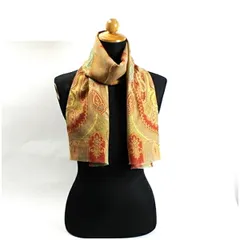 エトロ ウール シルク ストール 長方形 オレンジ×ベージュ 中古 Aランク