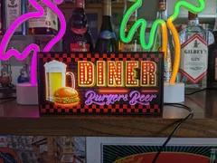 ダイナー ビール ハンバーガー コーヒー カフェ バー ルート66 レストラン スナック パブ ファーストフード アメリカン雑貨 テーブル カウンター ミニチュア サイン ランプ 看板 置物 雑貨 ライトBOX 電飾看板 電光看板