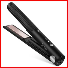 【早期対応】Ryanboo コードレスヘアアイロン USB充電式ヘアアイロン コードレス ミニヘアアイロン メンズ 持ち運び用ヘアアイロン 前髪 3段階温度調整 MAX200℃ 15mm (Black)
