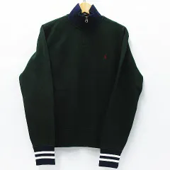 POLO RALPH LAUREN ポロ ラルフローレン ハーフジップ スウェット トレーナー 90’s ハイネック 裏起毛 グリーン メンズ M KK-RL-LW-0503 M000-0402①