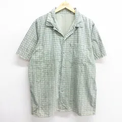 L/古着 グラミチ 半袖 シャツ メンズ 90s 総柄 コットン 開襟 オープンカラー 緑他 グリーン チェック spe 25apr21 中古 トップスのサムネイル