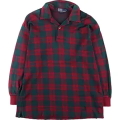 古着 ラルフローレン Ralph Lauren POLO by Ralph Lauren オープンカラー 長袖 チェック ポロシャツ メンズM/eaa450262
