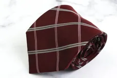 タカキュー ブランドネクタイ チェック柄 格子柄 シルク メンズ ワインレッド TAKA Q 【中古】