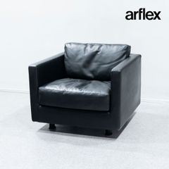 【中古品】arflex アルフレックス QUADRA クアドラ 1人掛け ソファ レザー ブラック【3】