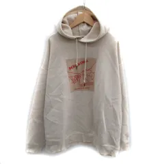 レイジブルー RAGEBLUE パーカー プルオーバー ミドル丈 プリント M オーバーサイズ ライトベージュ /SM13