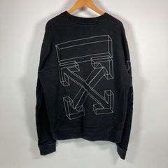 OFF-WHITE オフホワイト 3D LINE CREWNECK アロー スウェット トレーナー ブラック メンズXL