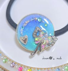 no.1301✨花火デザインドロップリボンレジンヘアゴム✨昼空 - メルカリ