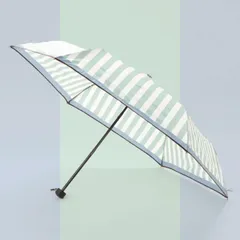 【ライトグリーンストライプ】晴雨兼用 折りたたみ傘／爽やかカラー＆軽量タイプ_19741