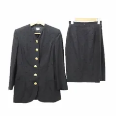 ジャンニヴェルサーチ ヴェルサーチェ GIANNI VERSACE ヴィンテージ スーツ セットアップ 金ボタン メデューサ ジャケット スカート ひざ丈 38 約Mサイズ 黒 ブラック  ■GY09のサムネイル