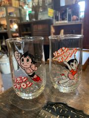 鉄腕アトム　グラス　コップ　マンガグラス　リボンオレンジ　リボンシトロン　非売品　レトロ　昭和レトロ　レトロポップ　アンティーク　ヴィンテージ