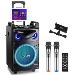 Moukey 무선 마이크 스피커 세트 PA 세트 출력 200W 노래방 세트 PA 세트 12 인치 서브 우퍼 Bluetooth 지원 충전식 VHF 마이크 녹음 MP3/USB/TF/FM 방송 8-20 사용 시간 (12 인치) MTs12 0