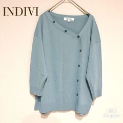 INDIVI インディヴィ【M】 カーディガン　カジュアル　ななめボタン　無地　羽織　洗える