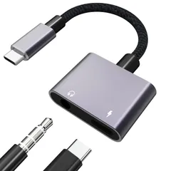 2in1 ヘッドフォン変換アダプタ 3.5mmイヤホン type c 変換ケーブル イヤホン ヘッドフォンジャックアダプタ PD急速充電 アダプタ 同時 音楽再生/音声通話/音量調節 変換 DAC内蔵 Hi-Fi音質 ハイレゾ対応 イヤホンジャック 高耐久 i