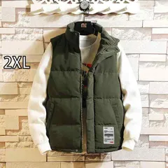 [2XL] メンズ ファッション 服 男性用 オシャレ シンプル 大人 かっこいい 大きいサイズ ストリート 紳士服 ベスト 秋冬 ダウン コットンベスト アウター 暖かい