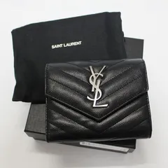 YSL サンローラン ロゴ 2つ折り財布 ブラック レザー