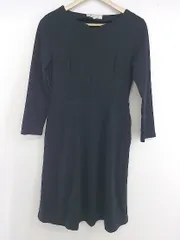 ◇ ROPE PICNIC ロペピクニック フォーマル ノーカラー 長袖 膝丈 ワンピース サイズ38 ネイビー系 レディース E  【1304050000447】
