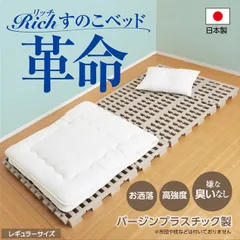 【高強度】Richすのこベッド レギュラーサイズ スノコベッド バージンプラスチック製 樹脂 布団 押入れ 収納 棚 カビ対策 湿気 防止 高床 高床式 ベット 頑丈 日本製 梅雨対策 引越し 新生活 衣替え シンプル 通気性  シングル セミダブルのサムネイル