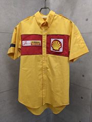 昭和シェル石油 Shell 半袖シャツ サービスウェア ガソリンスタンド ユニフォーム 制服 ワークシャツ  古着＊mee001