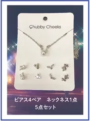 ピアスＸ４ペア　ネックネスＸ１点　合計５点セット　117