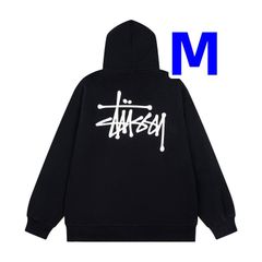 ステューシー STUSSY BASIC STUSSY ZIP HOOD ジップパーカー 黒 Mサイズ