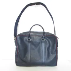 美品 LONGCHAMP ロンシャン レザー 2WAY ブリーフケース ビジネスバッグ ショルダーバッグ ネイビー メンズ 古着 中古 USED