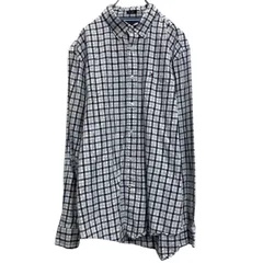 TOMMY HILFIGER 長袖 チェックシャツ トミーヒルフィガー L ネイビー ホワイト ボタンダウン ポケット 古着卸 アメリカ仕入 a701-5675