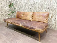 FURROWED-LEATHER OAK FRAME SOFA 2-SEATER | TRUCK FURNITURE