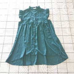 ◇ ⊂ axes femme アクシーズファム フリルスリーブ ノースリーブ シャツ ブラウス サイズM グリーン系 レディース E  【1508060016096】