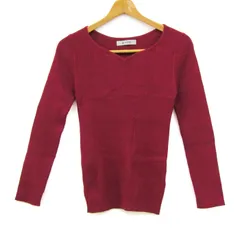 ナノユニバース ニット トップス 長袖 セーター リブ レディース Fサイズ レッド nano universe 【中古】