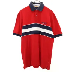 トミーヒルフィガー 半袖 ポロシャツ M レッド系 TOMMY HILFIGER 鹿の子地 メンズ 古着 【240506】