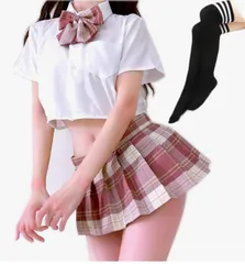 セーラー服 制服 コスプレ 上下セット 靴下セット ブラウス リボン JK ミニスカート 女子高生 高校生 半袖 コスチューム 仮装 costume セクシー 可愛い かわいい 女装/8070
