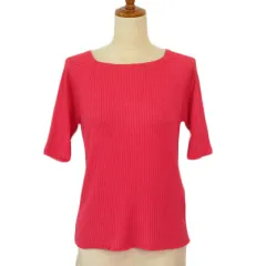 グリーンレーベルリラクシング ユナイテッドアローズ green label relaxing カットソー リブニット スクエアネック 五分袖 ピンク