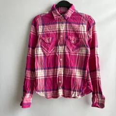 american eagle outfitters長袖チェックシャツ　襟付き　ピンク