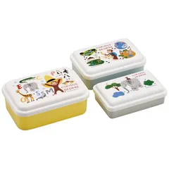おさるのジョージ ZOO 抗菌 入子式 ふわっとシール容器 3Pセット(長方形) スケーター