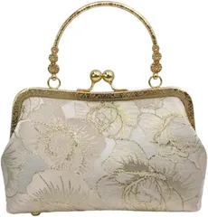 Electric Circus パーティーバッグ ハンドバッグ 2way がま口 フォーマル クラッチバッグ 手提げ 結婚式 着物 かっこいい かわいい おしゃれ プレゼント 大人 女性 レディース 人気(シャンパンゴールド)