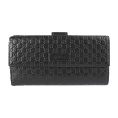 GUCCI グッチ 二つ折り財布 449393 レザー ブラック マイクログッチシマ Wホック 長財布 【本物保証】