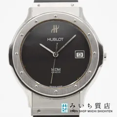 稼働 腕時計 HUBLOT ウブロ MDM 1520.100.1 クォーツ 黒文字盤 ラウンドフェイス デイト 2025.7電池交換済 M851のサムネイル