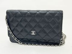CHANEL シャネル マトラッセ クラシック チェーンウォレット クラッチバッグ ショルダーバッグ キャビアスキン グレインドカーフスキン ブラック シルバー金具 ランダムプレート 超美品