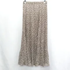 ◇ earth music&ecology アース ミュージック＆エコロジー 花柄 ロング丈 フレア スカート サイズF ブラウン レディース E  【1406180068004】