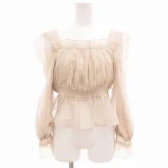 スナイデル SNIDEL 24SS オーガンプリーツブラウス カットソー 長袖 ショート丈 スクエアネック F オフホワイト SWFB241138 /GV