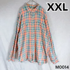 【ラルフローレン】デニムアンドサプライ　DENIM&SUPPLY 長袖シャツ　ネルシャツコットン　オレンジ系　大きいサイズ　XXL 古着　M0014