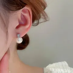 一粒パール ダイヤ　ピアス　シルバー結婚式 真珠キラキラ入園式卒園式入学式卒業式