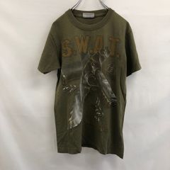 S　SURVIVORS　S.W.A.T.　サバイバーズ　スワット　銃　ナイフ　濃緑　Tシャツ　輸入　古着