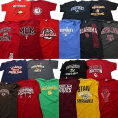 古着卸 まとめ売り カレッジ風 半袖Tシャツ 20枚セット (メンズ L /XL ) チームロゴ 英文字プリント ワンポイント 中古 古着 NA6968