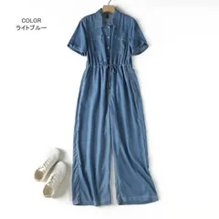 テンセルデニムオールインワン/つなぎ レディース 夏用 デニム オールインワン サロペット 大きいサイズ サロペ オーバーオール パンツ ロング ボトムス ゆったり 体型カバー マタニティ 半袖 袖あり 春 夏 涼しい 大人 カジュアル kFn1622