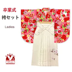 卒業式 袴セット 女子用 大学生 長丈の二尺袖着物 小振袖 R・Kブランドの刺繍袴＆袴下帯の3点セット「ピンク、雪輪と桜」