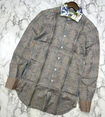 ダイキ様専用ページ【中古】 ETRO （エトロ） マルチカラー チェック×花柄 総柄 コットン シャツ ｼｬﾂ メンズ衣類 長袖シャツ 37 Sサイズ